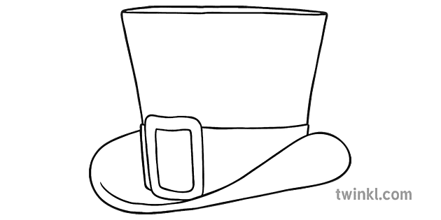 cappello a cilindro verde bianco e nero Illustration - Twinkl