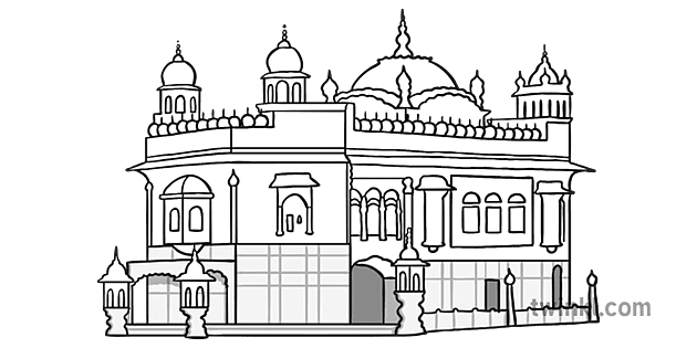 gurdwaraboy with cross black and white Illustration - Twinkl