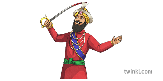 Guru Gobind Singh with Bloodied Sword Illustration - Twinkl