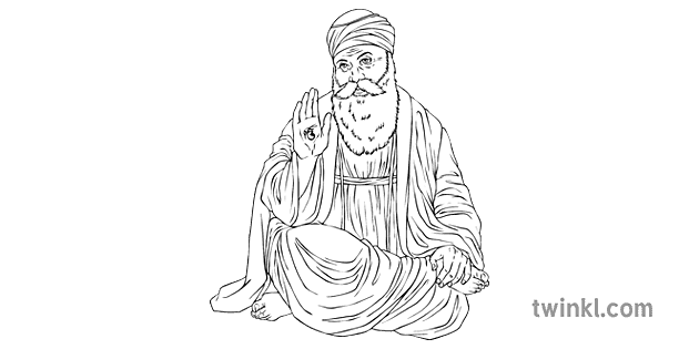 Guru Nanak Schwarz Weiß 1 - Twinkl