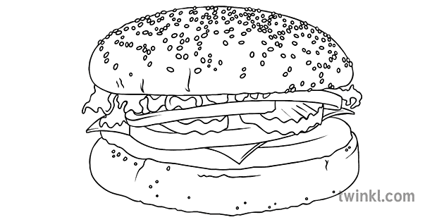hamburger drawing black and white