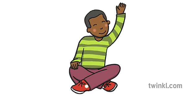 Hand Up to Speak Boy Illustration - Twinkl