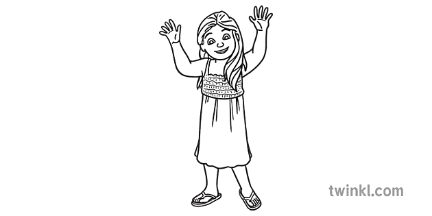 ヒスパニック系の女の子が手を振っている黒と白のrgb Ver