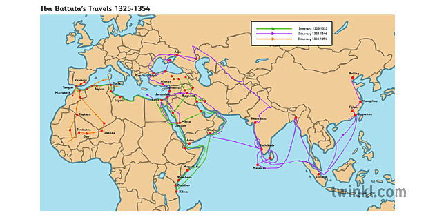 Ibn Battutas Journey Illustration Twinkl   Ibn Battutas Journey 