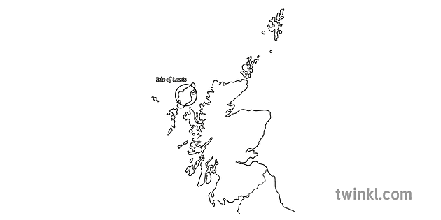 isle of lewis map black and white rgb ver 1 - Twinkl