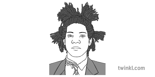 jean michel basquiat black and white Illustration - Twinkl