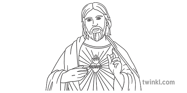 Jesus sacrum cor imago nigra et alba rgb ver 1 Illustration - Twinkl