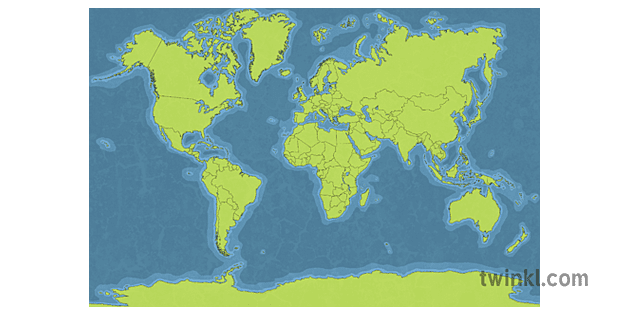 Ks2 World Map Illustration - Twinkl