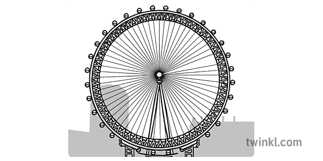 london eye schwarz weiß 1 Illustration - Twinkl
