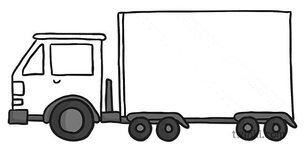 vrachtwagen zwart wit 1 Illustration - Twinkl