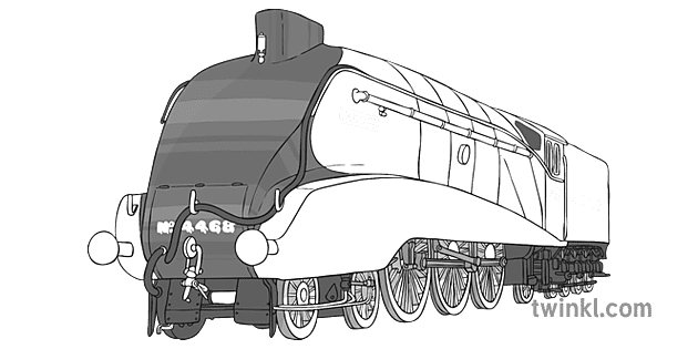 mallard train black white Illustration - Twinkl