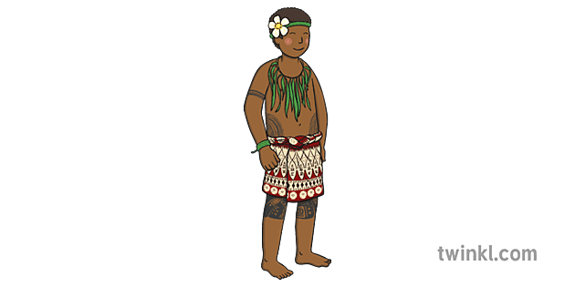 Illustration Twinkl   Man With Samoan Tattoos Wearing Lavalava 