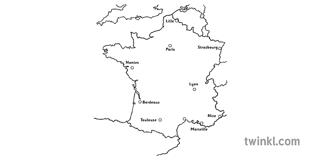 mapa da frança preto e branco Twinkl