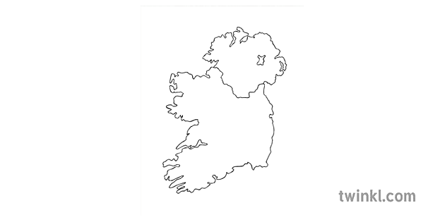 Map of Ireland Black and White - Twinkl