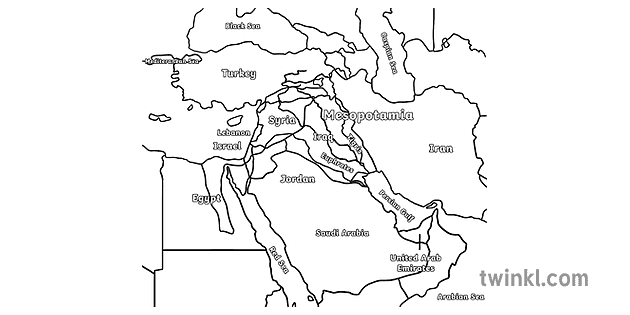 Map Of Mesopotamia Black And White Rgb Ver 1 