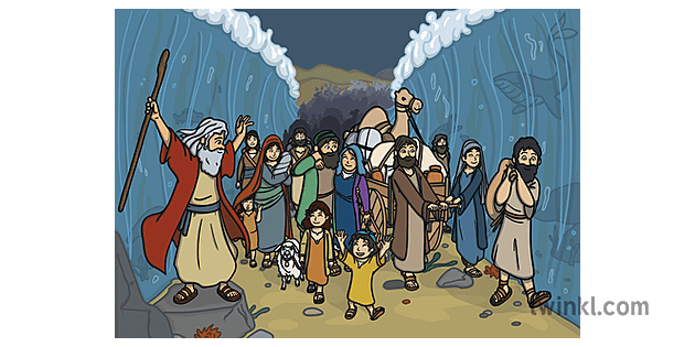 moses parted the red sea cheekless ver 1 Illustration - Twinkl