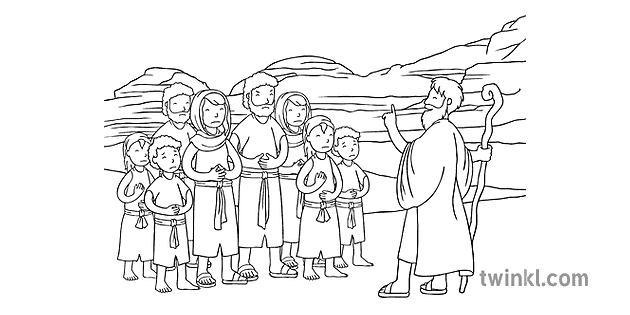 historia mojżesza 11 czarno biała Illustration - Twinkl