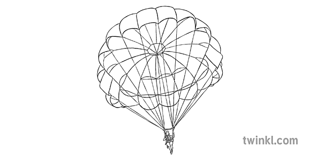 Parachute Black and White Illustration - Twinkl