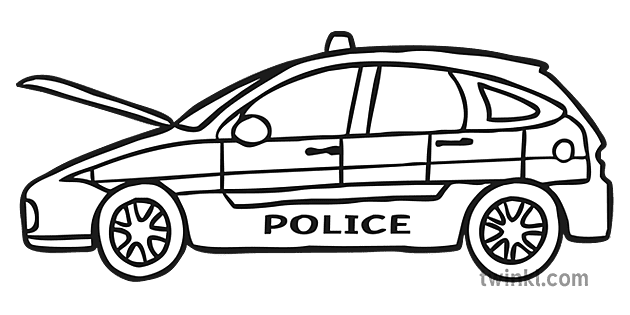 polis arabası siyah beyaz ver 1 Illustration - Twinklpolis arabası siyah
