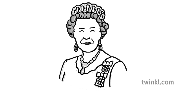 Queen Elizabeth Ii Black and White 1 Illustration - Twinkl