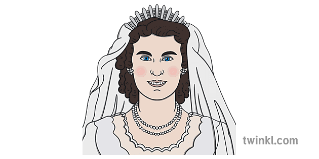 Queen Elizabeth Wedding Day Portrait Ver 1 Illustration Twinkl 2612