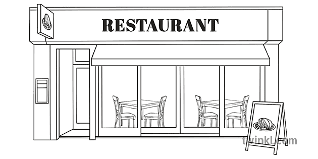 Restaurant Black And White Illustration Twinkl