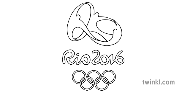 Rio 16 Olympics Logo Black And White Illustration Twinkl