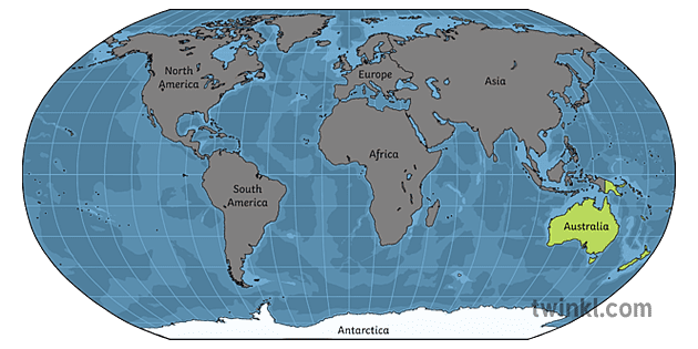 robinson projection world map 7 continents oceania with labels ver 1 3