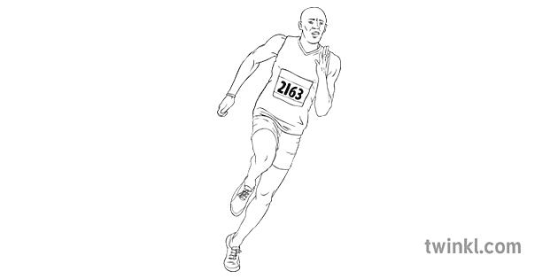Runner Usain Bolt Black And White Illustration Twinkl Runner Usain Bolt Black And White Illustration Twinkl