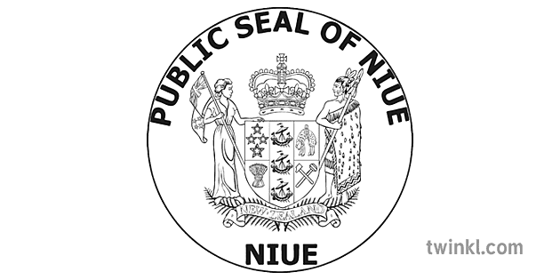 Seal of Niue Black and White - Twinkl