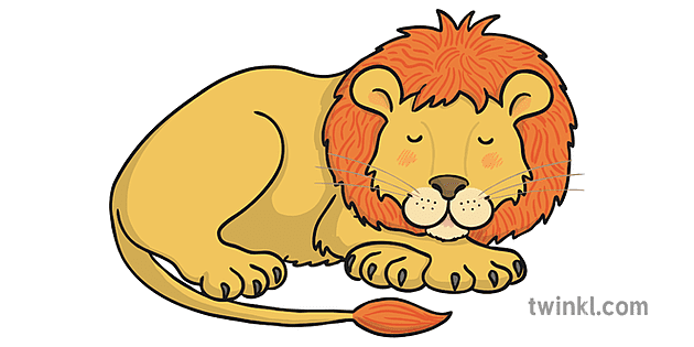 Sleeping Lion Illustration - Twinkl