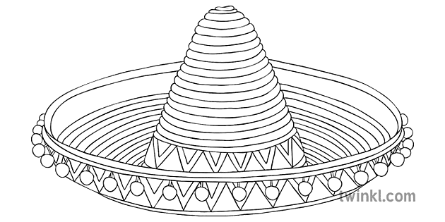 Sombrero Black and White Illustration 