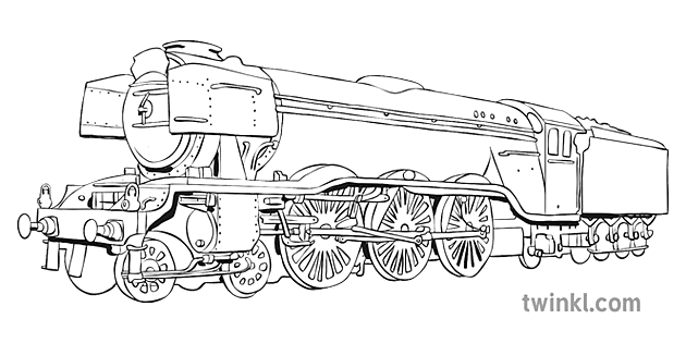 Steam Train Black and White 2 Illustration - Twinkl