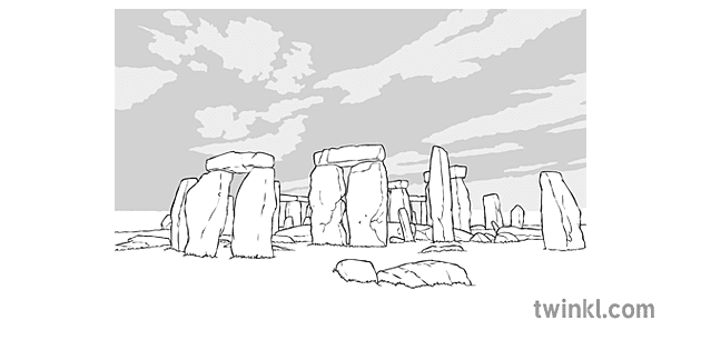 Stonehenge czarno białe Illustration - Twinkl