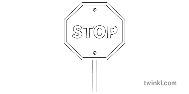 stop sign black and white rgb ver 1 Illustration - Twinkl