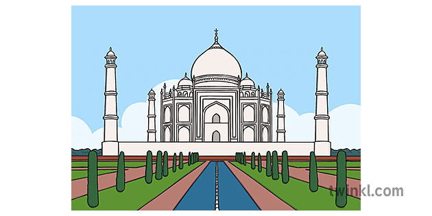Taj Mahal with Background Illustration - Twinkl