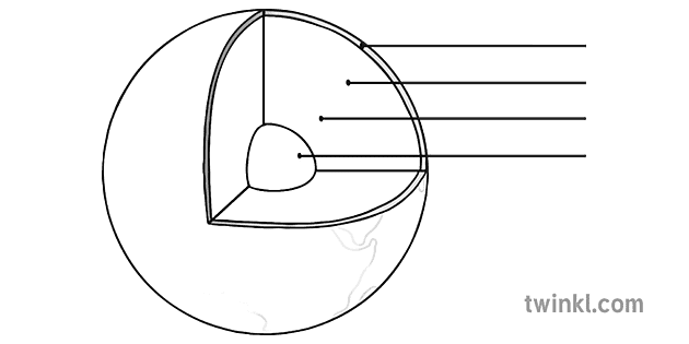 The Earths Crust Black and White Illustration - Twinkl