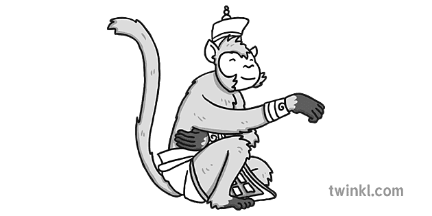 बंदर राजा काला सफेद Illustration - Twinkl