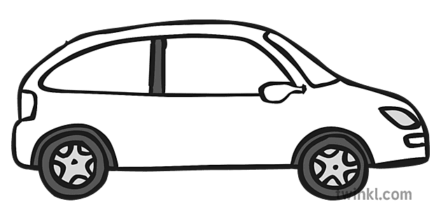 Toy Car Black and White Illustration - Twinkl