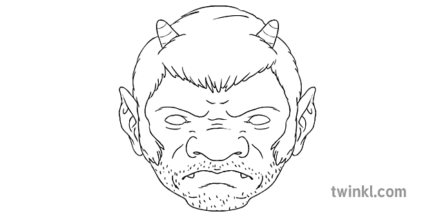 troll mask black and white 3 Illustration - Twinkl