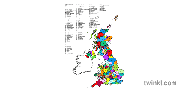 Uk Counties Map Illustration - Twinkl