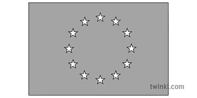 Union Eu Flag Black And White Illustration - Twinkl