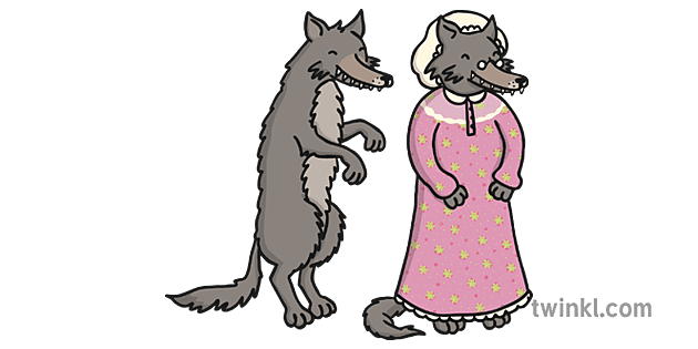 Wolf from Little Red Riding Hood and Granny Wolf Illustration - Twinkl