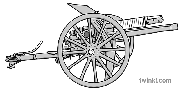 wwi field gun schwarz weiß Illustration - Twinkl