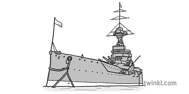 Wwi Ship Hms Emperor of India Black and White Illustration - Twinkl