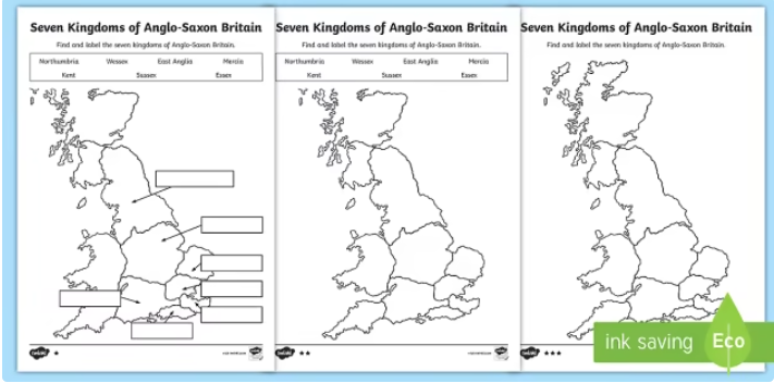 Seven Kingdoms of Anglo-Saxon Britain Differentiated Worksheets