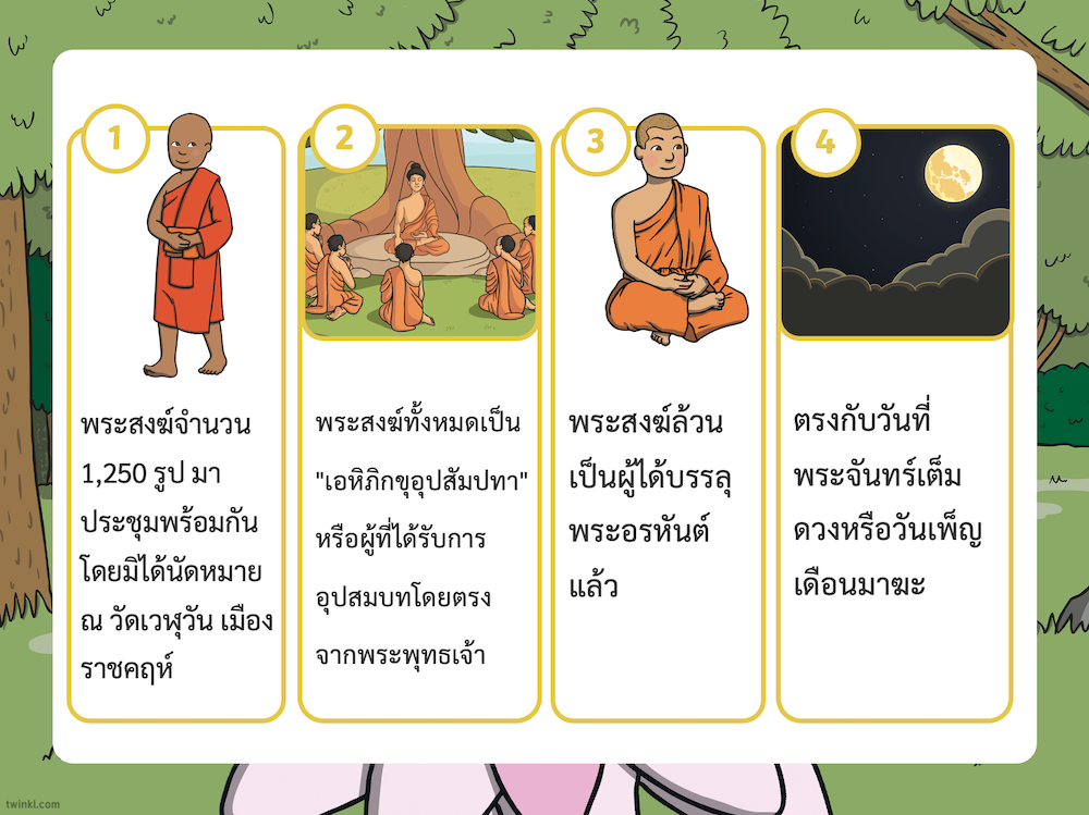 รวมใบงานและสื่อการสอนวันมาฆบูชา - วันมาฆบูชามีความสำคัญอย่างไร