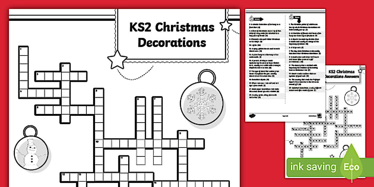 KS2 Christmas Decoration Crossword (teacher made) Twinkl