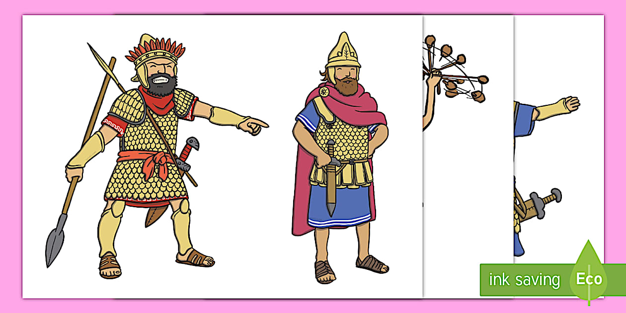 David and Goliath Stick Puppets (teacher made) - Twinkl