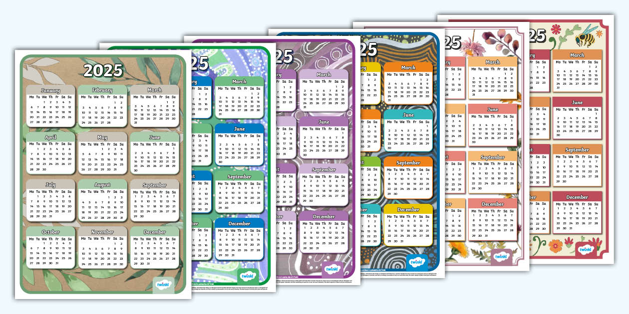 2025 OnePage Calendar (teacher made) Twinkl